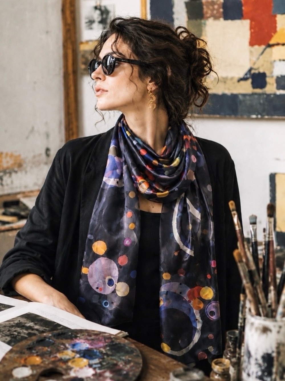 100% silk, Kandinsky 'Several Circles' Scarf